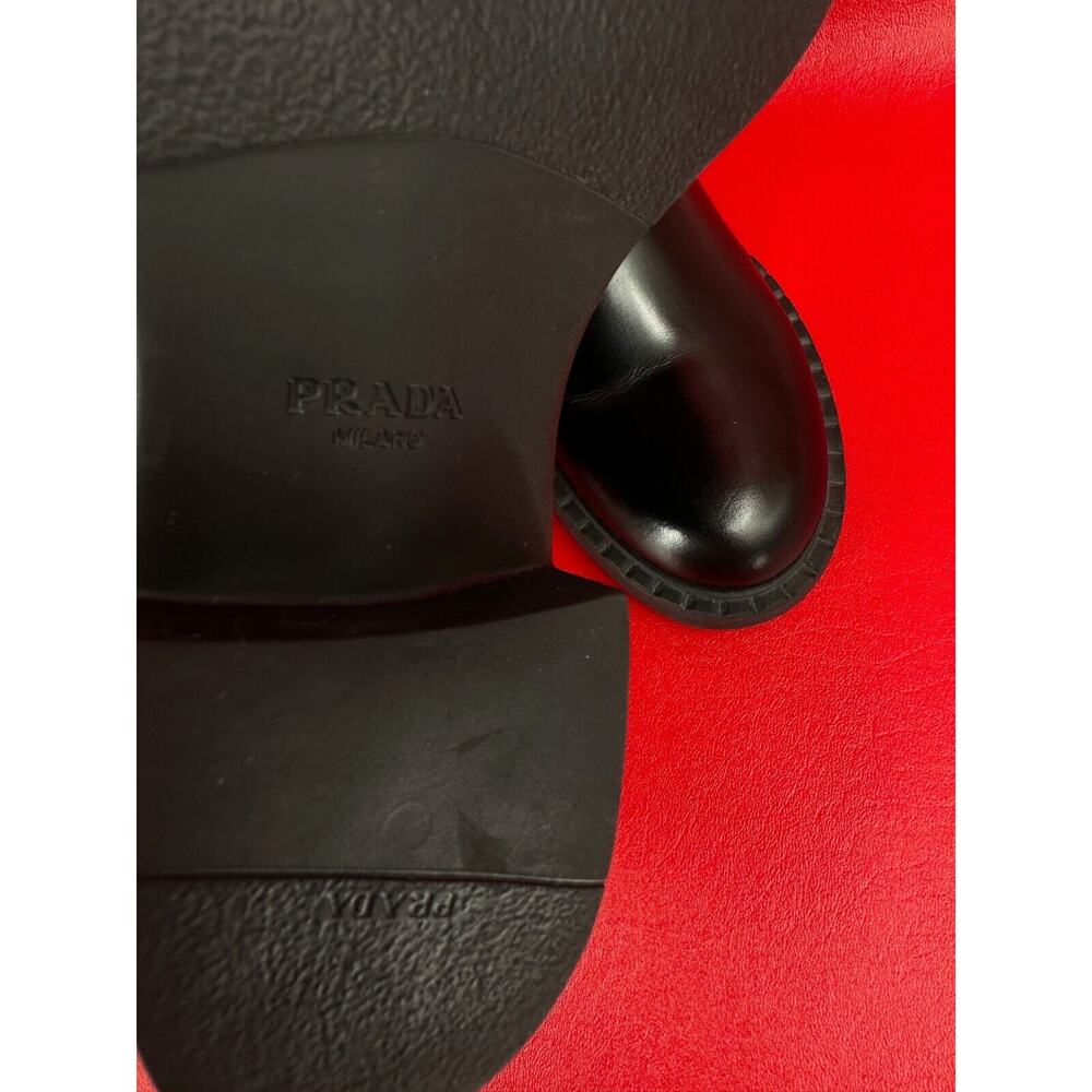 Prada Knee High Black Nappa Leather Stretch Moto Boots Size 36 1/2 Made Italy - Picture 12 of 15